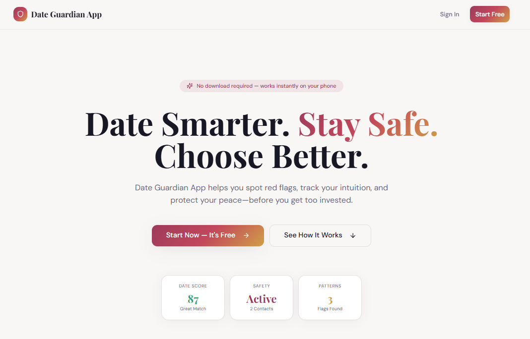 Date Guardian — AI Applications case study: A safety-first dating companion app with check-ins, trusted contacts, and emergency alerts